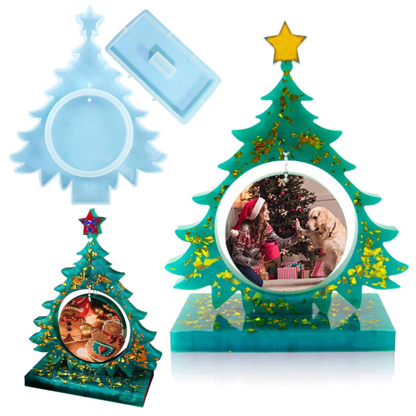 Wehous Resin Molds for Photo Frame, Large Christmas Tree Resin Mold, Picture Frame Silicone Epoxy Casting Mold, Unique Art Christmas Ornament Molds DIY Crafts Gift Table Home Decor