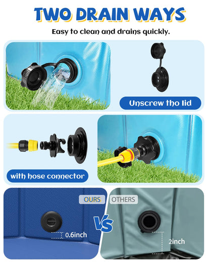 YSJILIDE Portable Dog Pool PVC Pet Swimming Bathtub Collapsible Hard Plastic Pool for Pets to Swim and Bath (M-40"x 12" Blue)