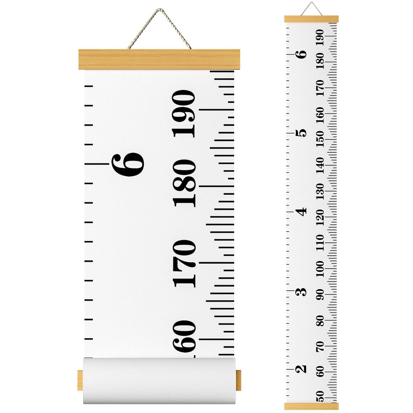 Kids Growth Chart Wall Hanging Baby Height Growth Chart Height Chart for Kids Removable Wall Decor for Kids Canvas Ruler Kids Measuring Chart for Wall Accurate Measurement Child Growth Chart (White)