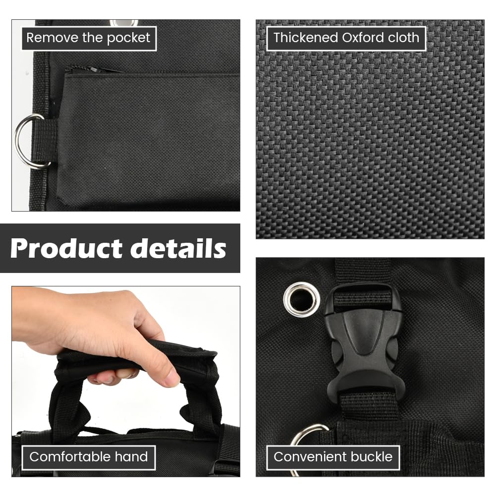 Roll Up Tool Bag, Heavy-Duty Waterproof Tool Roll Organizer with 4 Compartments and 2 Detachable Zipper Pouches, Compact Tool Storage for Mechanics, Electricians, RV and Motorcycle (Black)