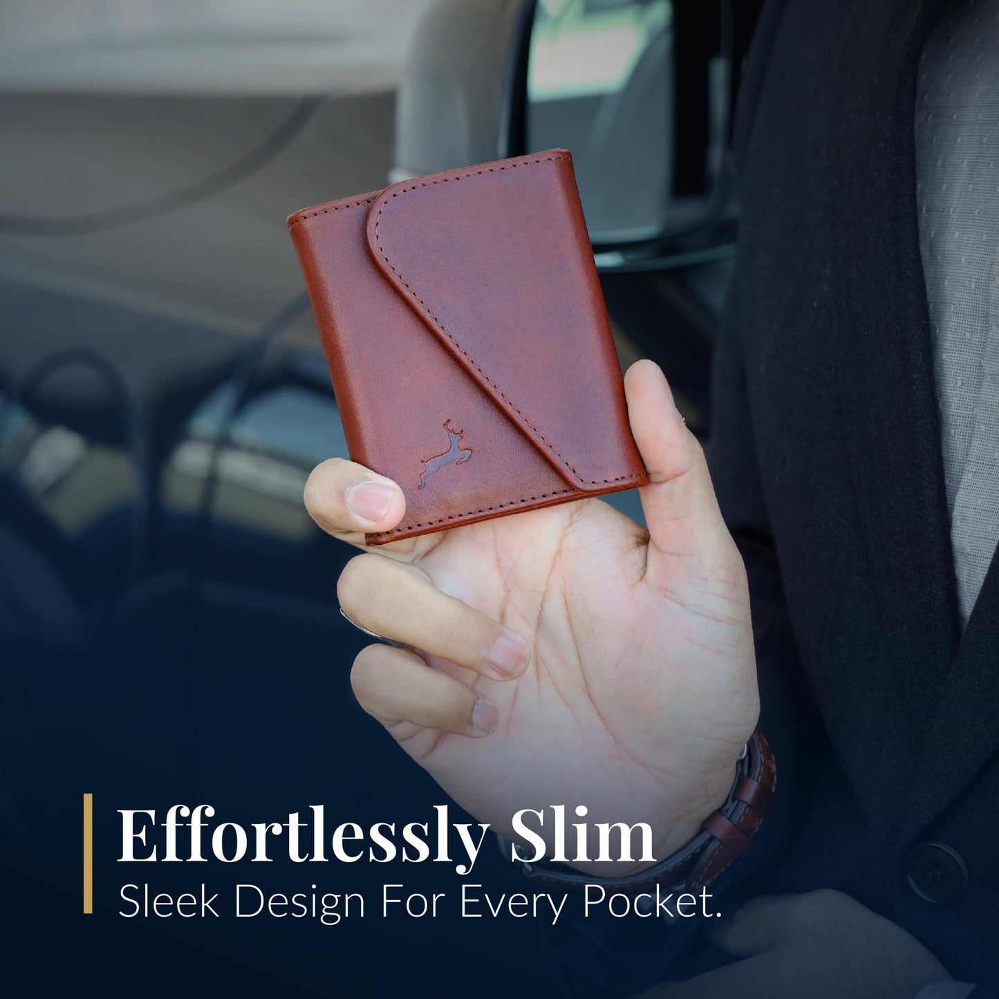Full-Grain Leather Wallet for Men, Handcrafted Mens Bifold Wallet with RFID Blocking, Magnetic Closure, Slim Minimalist Thin Design, ID Window, Book Shaped Gift Ready Box, 3-Year Warranty