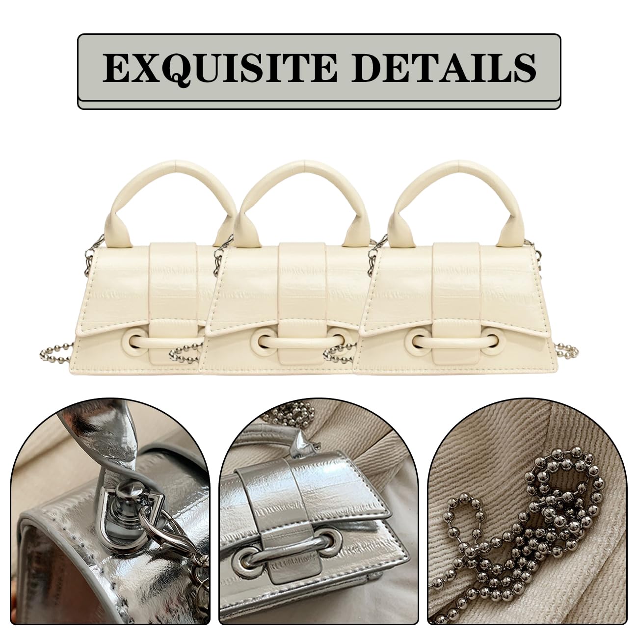 Mini Crossbody Bags Women's Y2K Purses Top Handle Crossbody Bag Clutch Shoulder Handbag for Cocktail Party Prom Wedding White