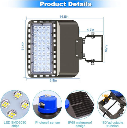 22500LM LED Parking lot Lights Commercial with Trunnion Eqv 600W Bright Wall Mount Dusk to Dawn 150W LED FloodLights Outdoor 85-277V IP65 Waterproof 5500K Shoebox Barn Light for Yard