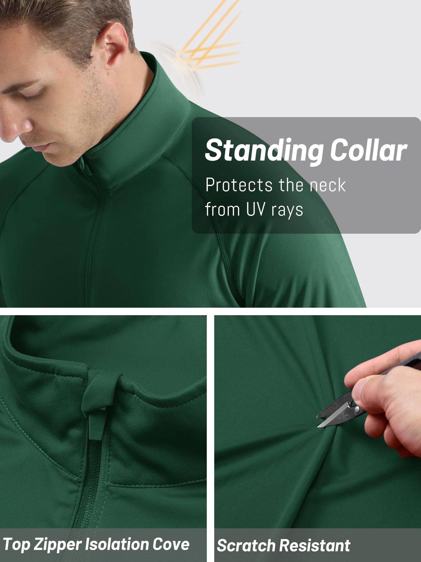 TACVASEN Running Shirts for Men Long Sleeve Uv Protection Shirts for Athletic Summer Tops for Mens Performance Rash Guard Dark Green L