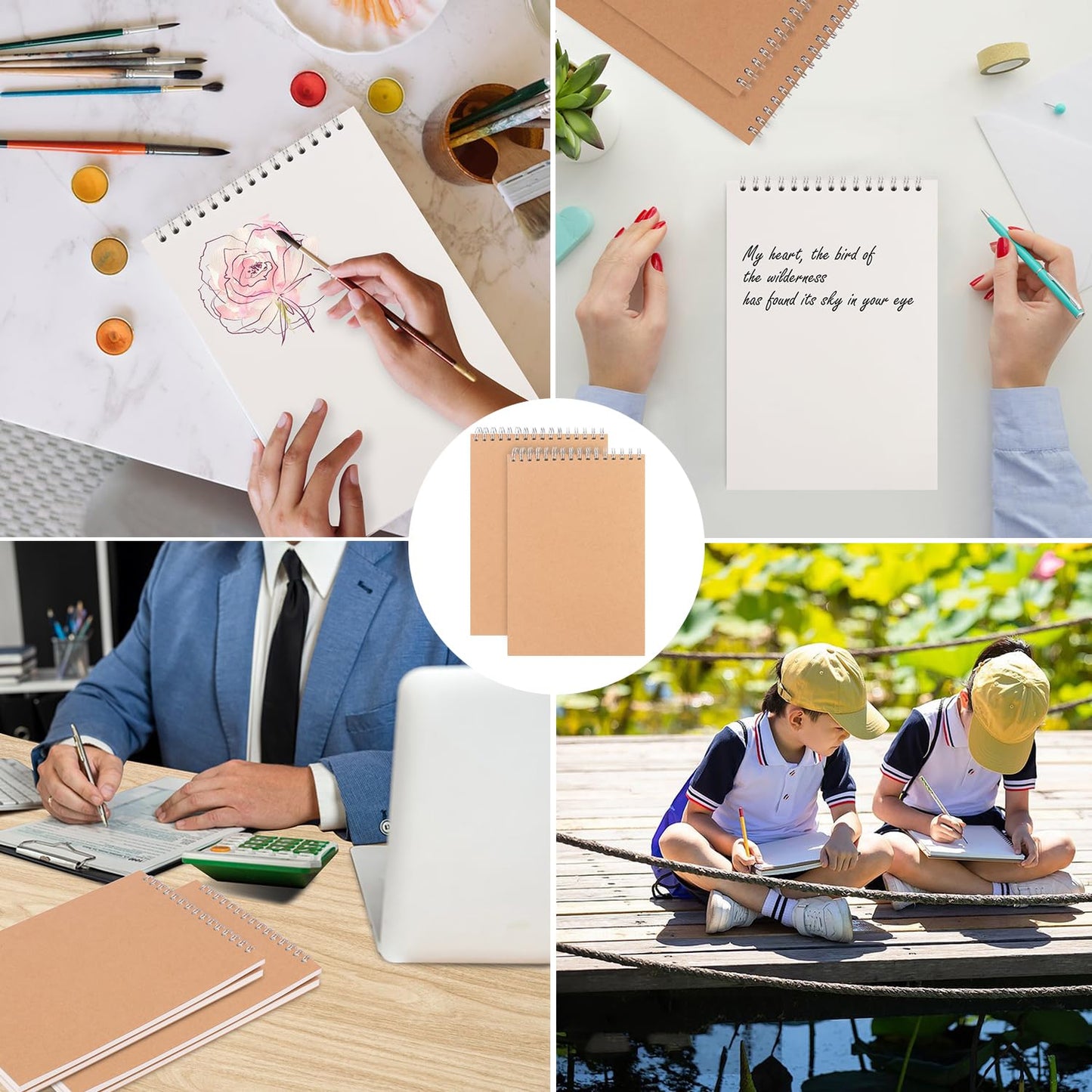IHDYPPEW 22 Pack Top Spiral Sketch Book, 8.4"x5.7" A5 Unlined Blank Notebook for Scrapbooking, Nature Journaling, and Drawing - Durable, Portable & Versatile Sketch Pad(80 Sheets -160 Pages)