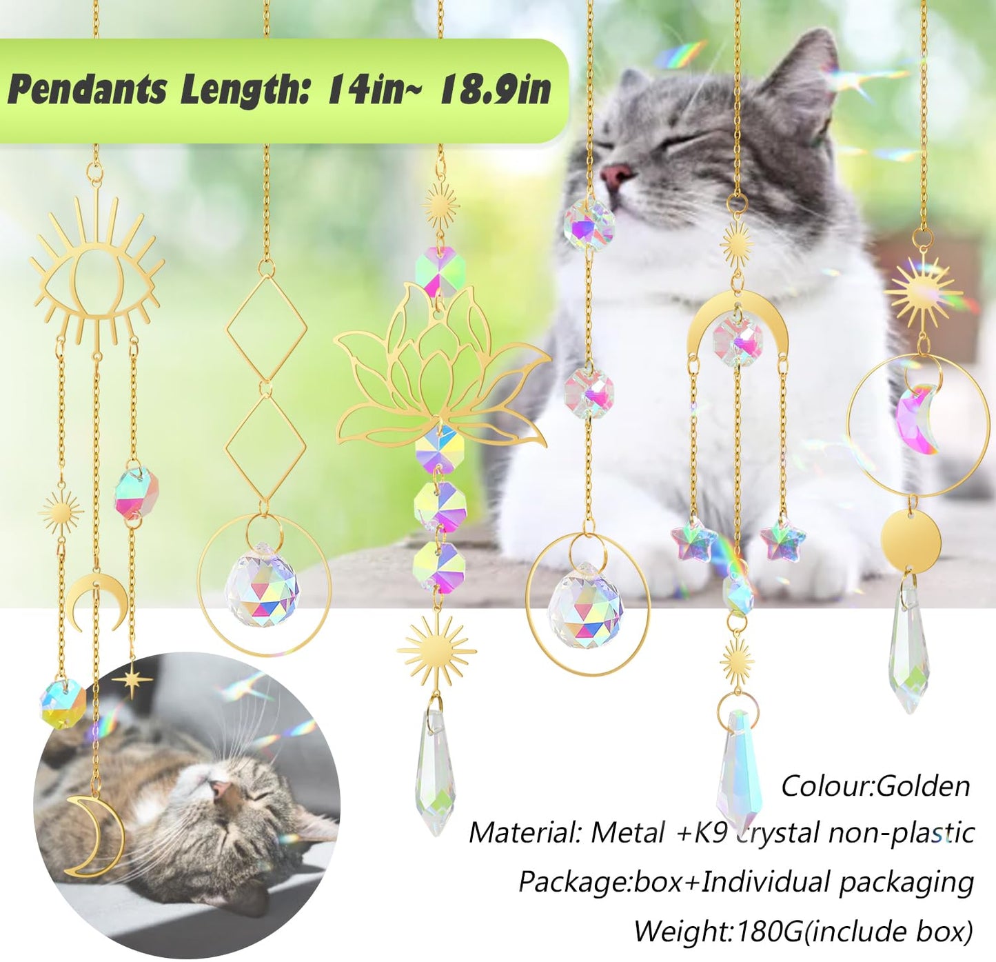 ilclviz Suncatcher Crystal Hanging Sun Catcher Prism with Chain Pendant Ornament Crystal Balls for Window