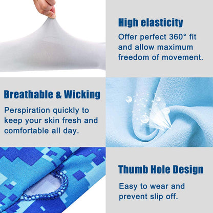 Bacophy 3 Pairs Arm Sleeves with Thumb Holes Women Men UV Protection Cooling, UPF 50 Compression Long Arm Cover