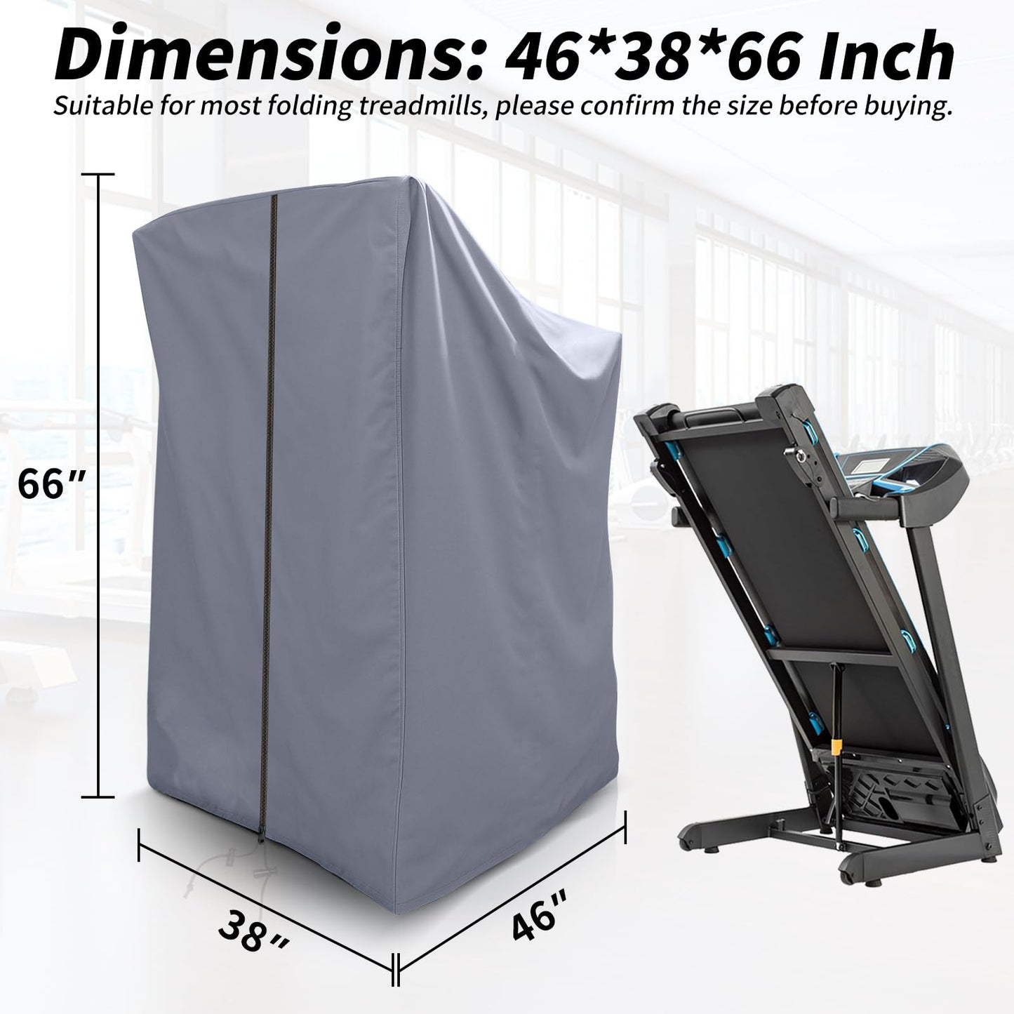 XYZCTEM Treadmill Cover, Dustproof Waterproof Folding Treadmill Cover, Fit for Most Indoor Outdoor Sunscreen Fold-able Treadmills, Grey