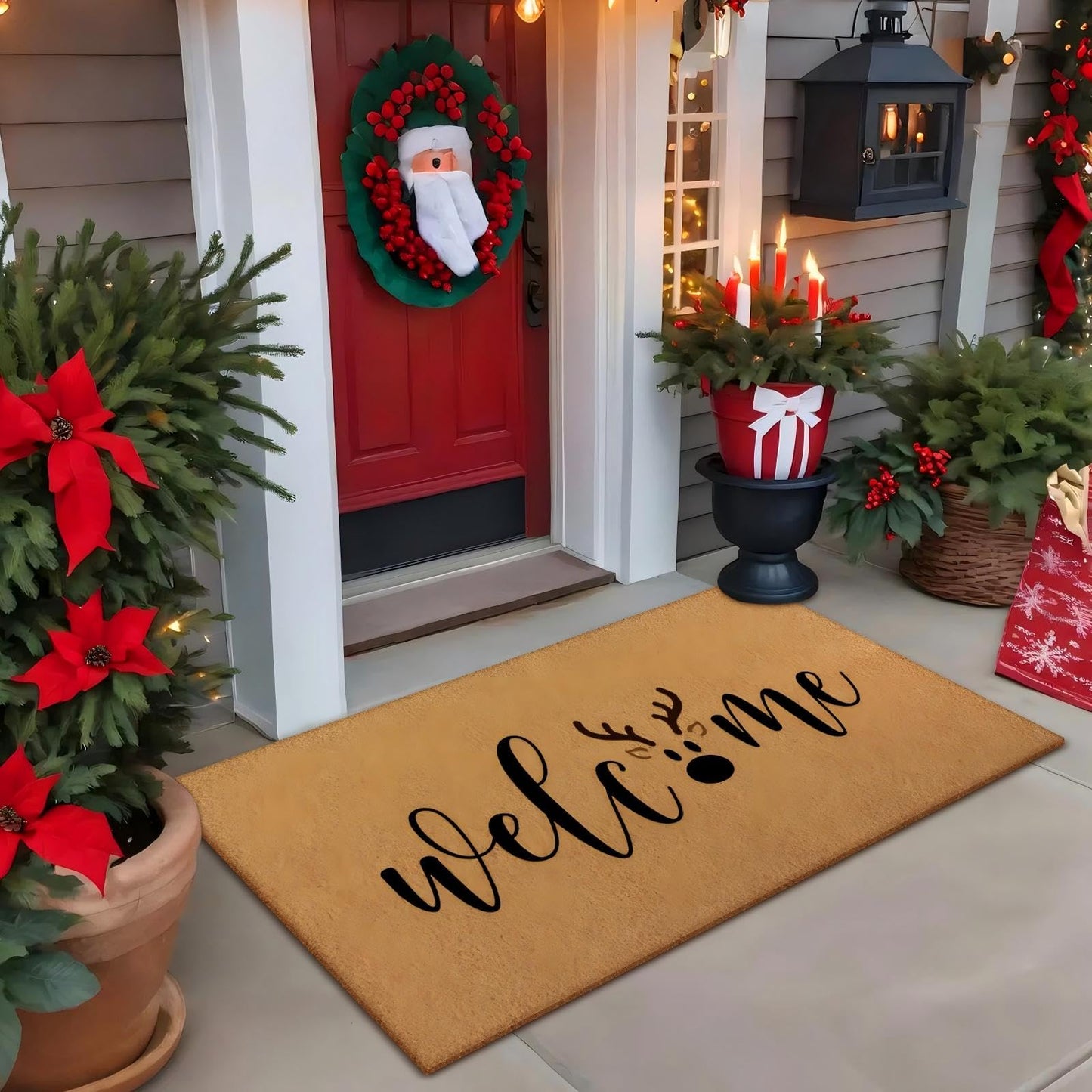 Yookeer 14 Pcs Winter Christmas Stencils for Door Mats Crafts Reusable Merry Christmas Welcome Winter Templates Large Stencil for Painting on Wood Sign Wall Doormat DIY Project