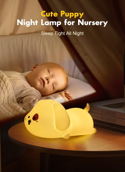 Minetom Night Light for Kids, Cute Silicone Puppy Night Light with 2 Levels of Brightness, 7 Colors Kawaii Touch Lamp for Bedroom, Girls and Boys, Toddler, Nursery, Baby Gifts, Rechargeable
