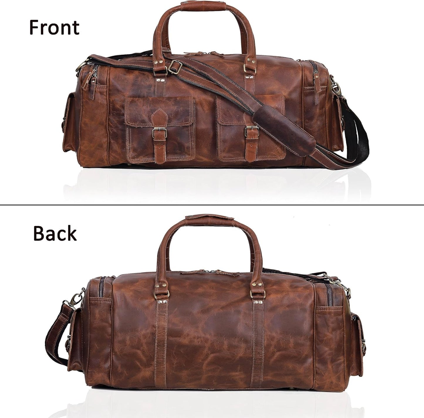 Large duffel bags for men holdall leather travel bag overnight gym sports weekend bag 32 Inch