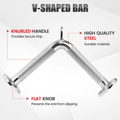 E.T.ENERGIC V-Shaped Bar, V Bar LAT Pull Down Straight Rotating Bar Cable Machine Attachment for Weight Workout Tricep Pull Down Attachment for Home Gym