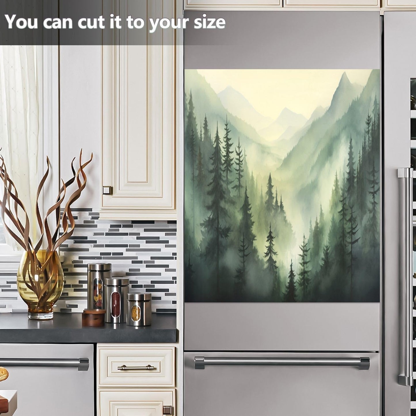 Bulletgxll Watercolour Forest Dishwasher Magnet Cover Decorative Magnetic Dishwasher Front Door Cover Refrigerator Magnet Sheet Sticker for Home Kitchen Decor, 23 x 26 Inch
