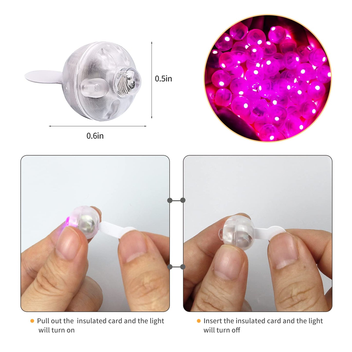 200pcs Pink LED Balloon Light, Mini Tiny Light Round Led Ball Lamp for Paper Lantern Balloon Indoor Outdoor Party Event Birthday Party Wedding Decoration Halloween Christmas Supplies
