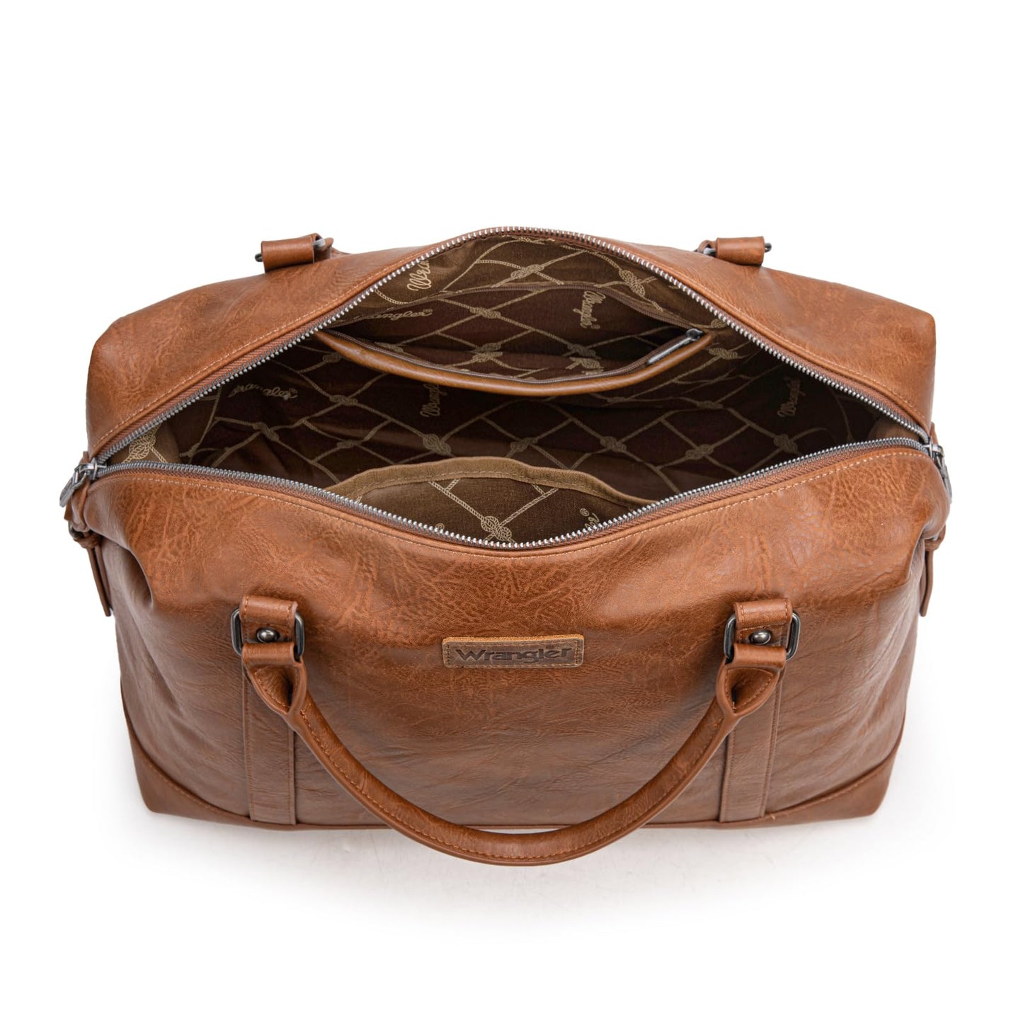 Wrangler Duffel Bag Large Travel Weekender Bag for Women Waterproof Carry on Overnight Bag for Gym,Trips,Weekends,Brown
