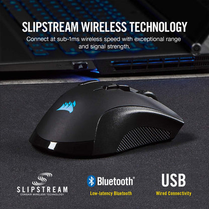 Corsair IRONCLAW RGB Wireless FPS/MOBA Gaming Mouse – 18,000 DPI – 10 Programmable Buttons – Designed for Large Hands – iCUE Compatible – PC, Mac, PS5, PS4, Xbox – Black