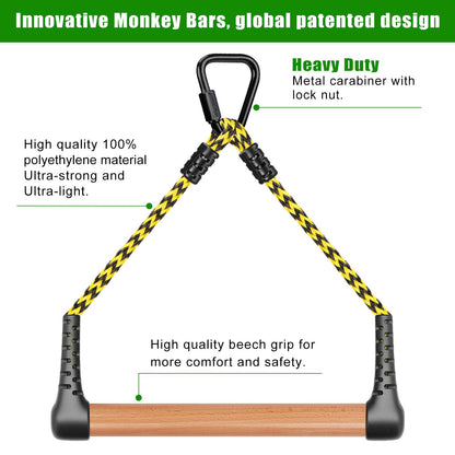 SELEWARE 3-Pack Kids Monkey Bars for Backyard & Indoor – Hanging Monkey Bars Ninja Line Accessories, Ninja Warrior Accessories for Obstacle Course Training