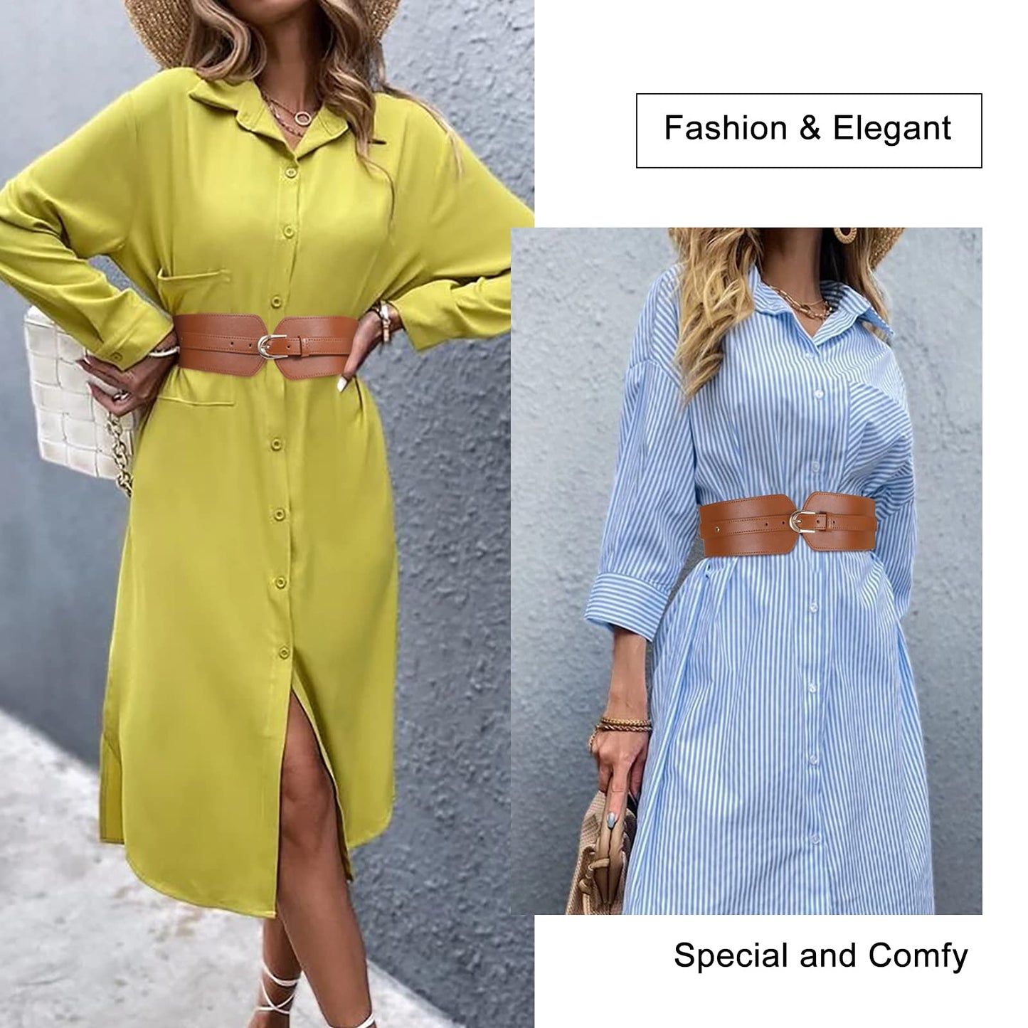 SUOSDEY Womens Wide Elastic Waist Belt for Dress Ladies Stretch Cinch Belt for Women