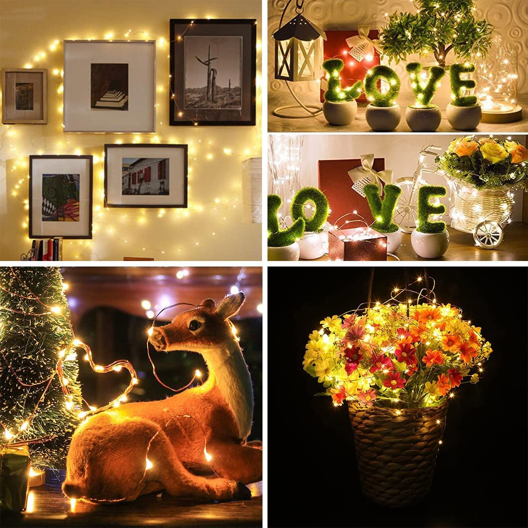 Rivokeer 12 Pack Fairy Lights Battery Operated String Lights，7FT 20LED Waterproof Silver Wire Christmas Lights Outdoor,Firefly Mini Lights for Bedroom Party Birthday Wedding Indoor Decorations.