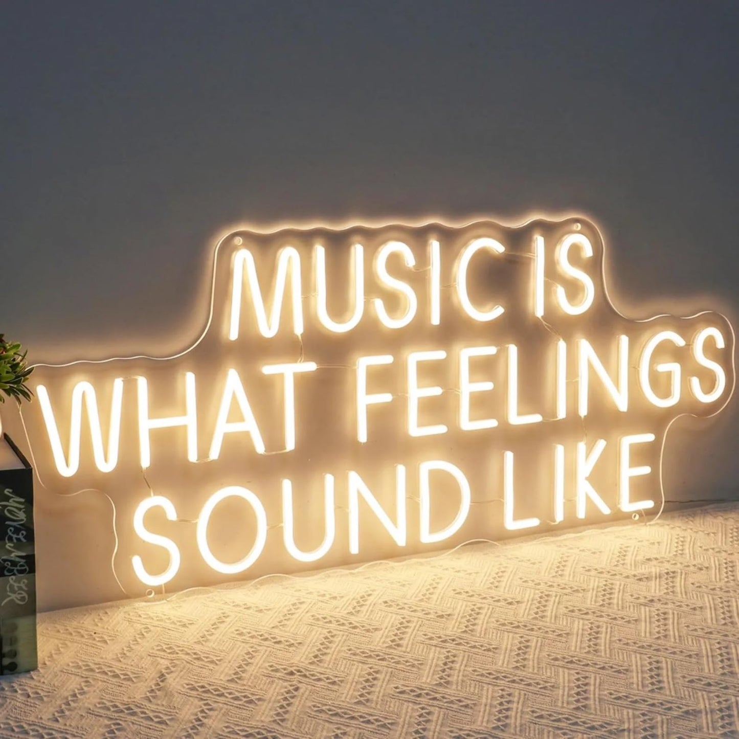 Music Is What Feelings Sound Like Neon Sign For Wall Decor Warm White Letter Neon Light Recording Studios Live Music Neon Light Sign LED Word Light for Studio Concert Bar Bedroom Decoration
