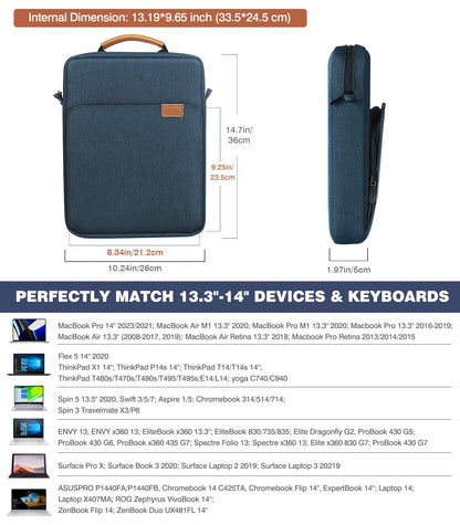 MoKo 15 Inch Laptop Sleeve Bag Fits MacBook Air 15" M2 2023, MacBook Pro 14" M2 2023, Galaxy Tab S9 Utra 14.6" 2023, Handle Carrying Case with Shoulder Strap, Indigo