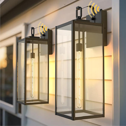 L LOHAS LED 2 Pack 24 Inch Large Size Dusk to Dawn Outdoor Light Fixture, Matte Black Waterproof Anti-Rust Porch Lights Ourdoor, Exterior Lighting Fixtures for Porch, Doorway, Garage, ETL Listed