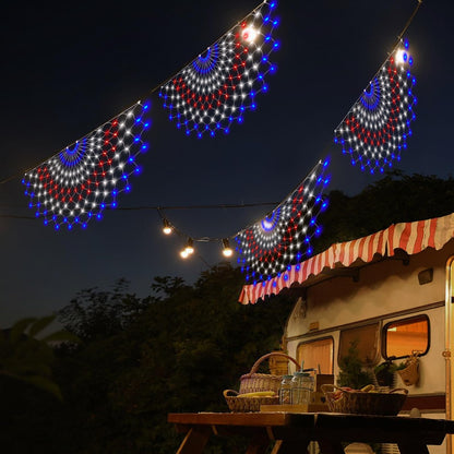 Leisure world 3 Pack 450 LED American Flag Bunting Flags Lights - Super Bright Waterproof USA String Lights for Patriotic Decoration on USA 250 Anniversary, July 4th,Memorial Day,Christmas & Party