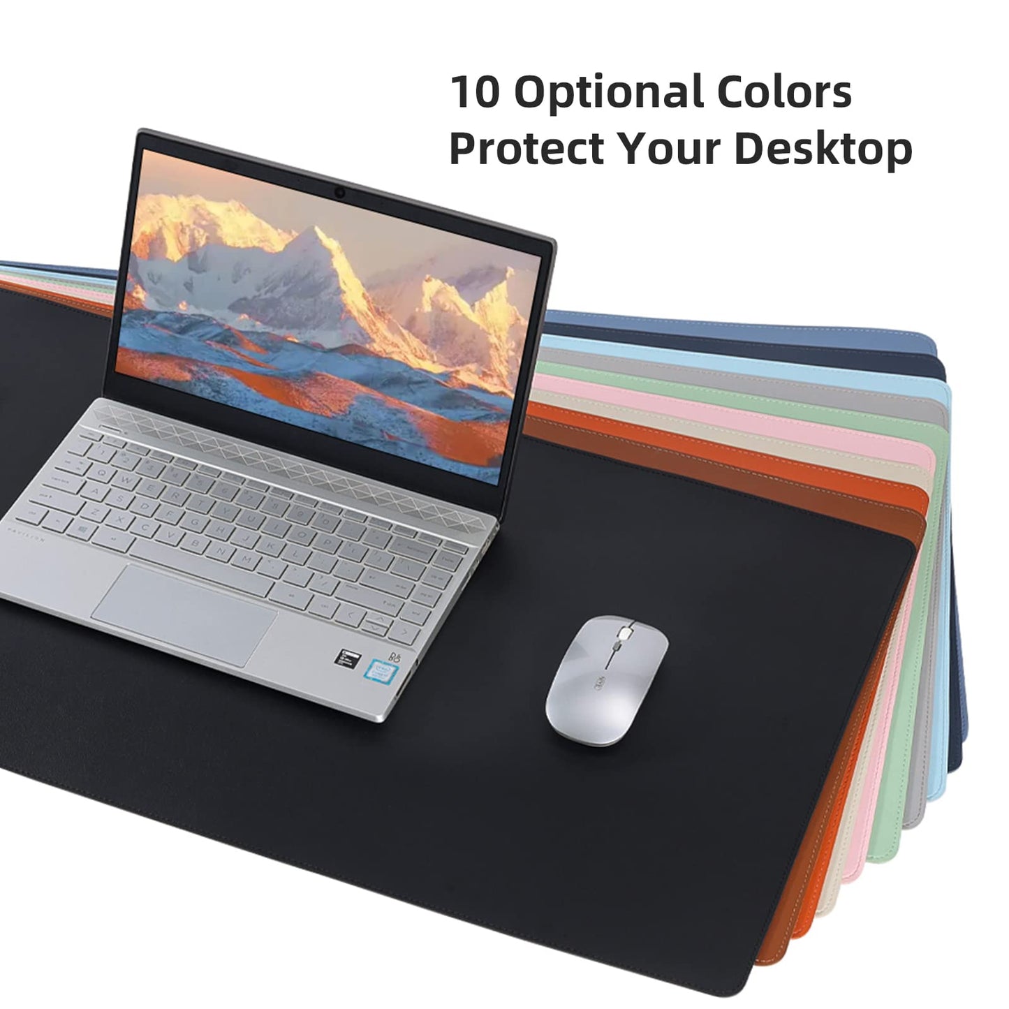 Desk Pad Blotter,Wolaile 36x17 in Large PU Leather Mouse Pad,Waterproof Non-Slip Writing Desktop Protector Mat,Office Desk Accessory,Brown