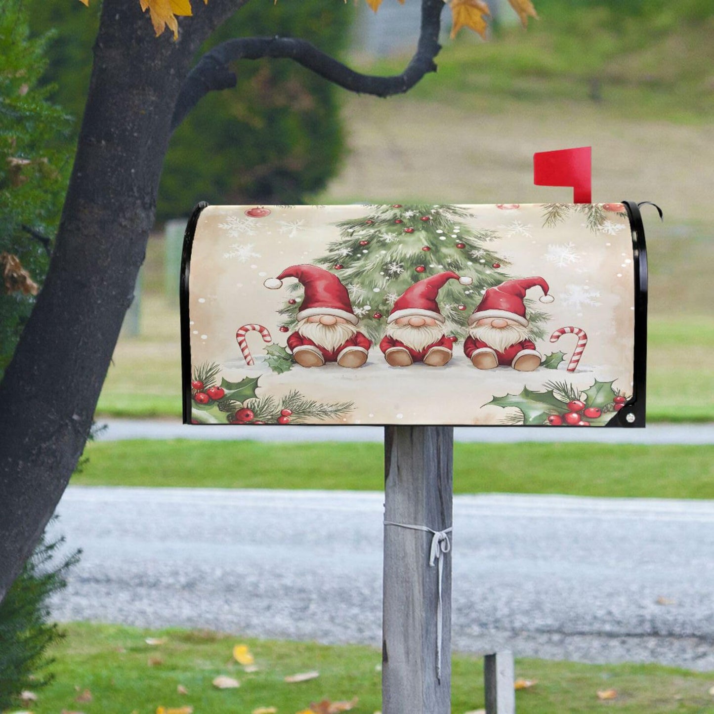 ALAZA Cute Christmas Gnomes Magnetic Mailbox Cover MailWraps Garden Yard Home Decor for Outside Standard Size-18"x 20.8"