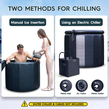 AWEMUFA Cold Plunge Tub for Athletes, 100 Gallon Inflatable Ice Bath Tub Water Chiller Compatible, Portable Ice Tubs for Cold Plunge with Insulated Lid for Outdoor & Indoor Recovery