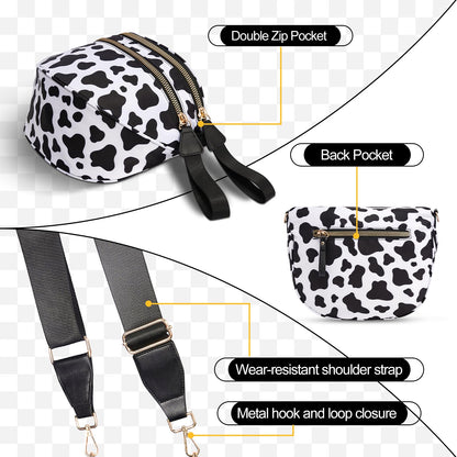 Checkered Crossbody Bag,Nylon Bum Bags for Women Crossbody,Spacious Sling Bag Purse Fanny Packs with Shoulder Strap
