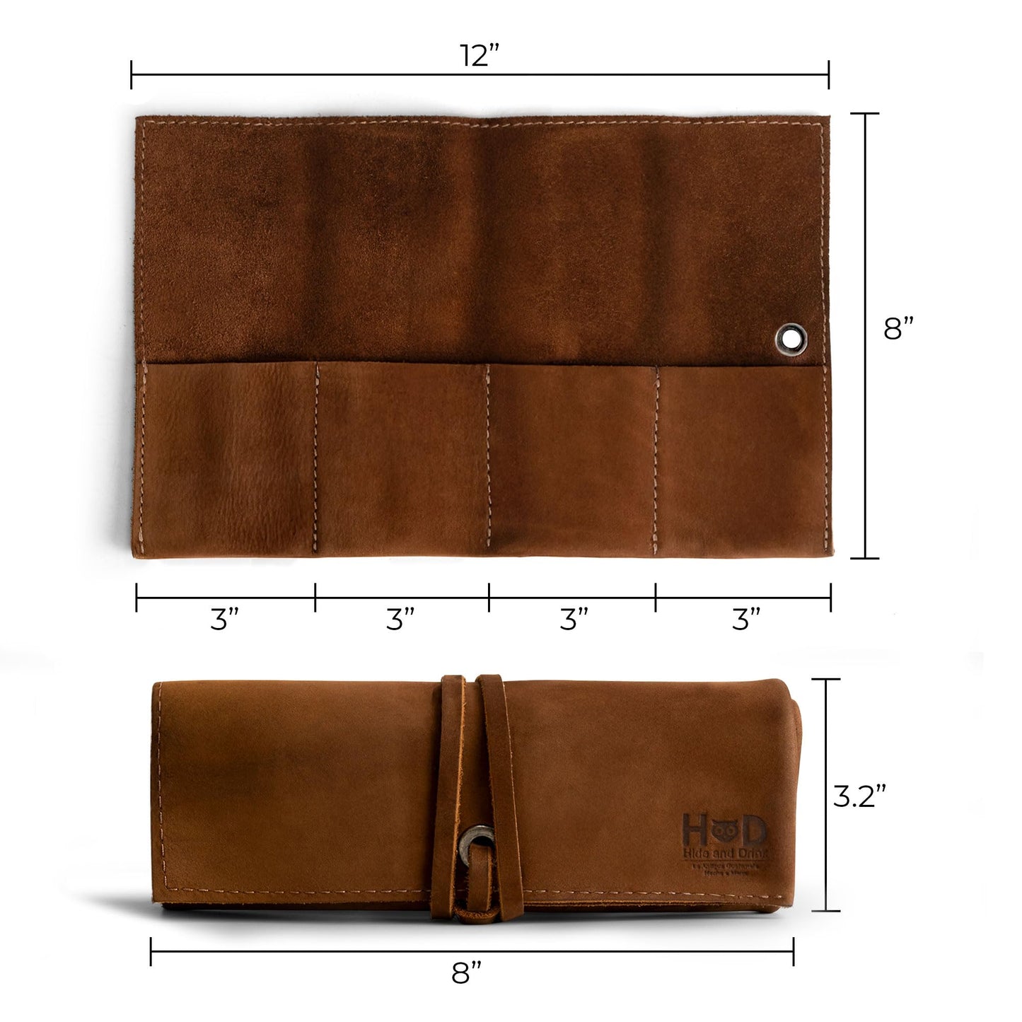 Hide & Drink, Leather Watch Roll Organizer Handmade from Full Grain Leather, Holds Up to 4 Watches, Easy Carry On Watchlover Storage (Swayze Suede)
