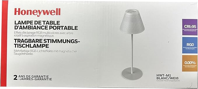 Honeywell Cordless Table Lamps Rechargeable Set of 2, M1 Sunturalux Portable LED Desk Lamp 5200mAh 4Color 9RGB Dimmable Bedside Lamps for Restaurant/Bedroom/Bars/Party/Camping Night Light