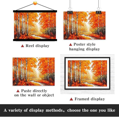 Yesad Autumn Canvas Wall Art, Fall Tree Forest Field Landscape Painting Fall Wall Art Prints Pictures Posters Artwork for Living Room Bedroom Bathroom Home Decor (Unframed,12”x8”,Tree & River)