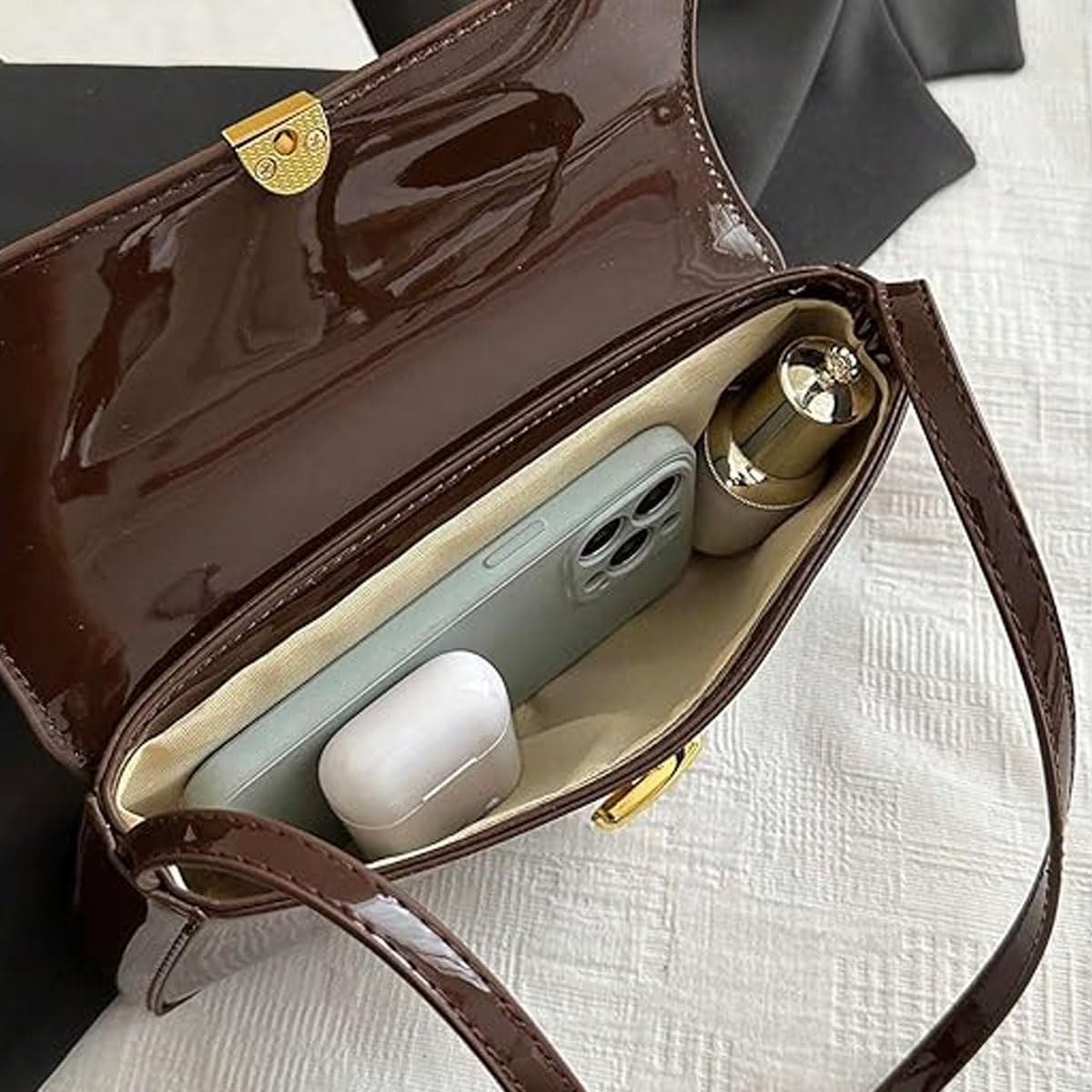 Small Shoulder Bag for Women Leather Underarm Hobo Bag Classic Handbag Retro Clutch Bags (Coffee)