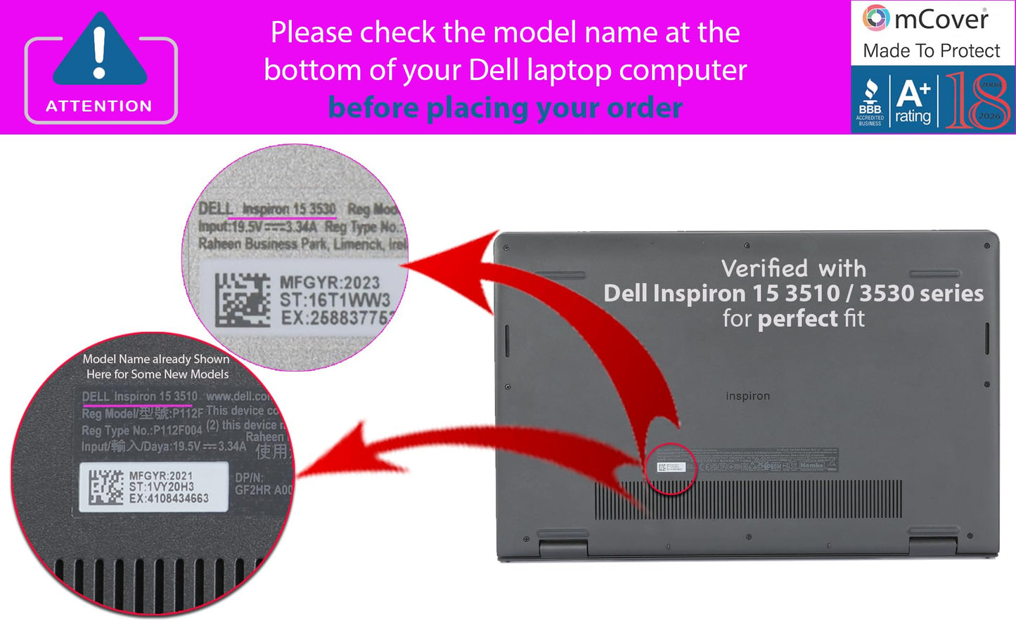 mCover Case Compatible ONLY for 2021-2023 15.6" Dell Inspiron 15 3510 3511 3515 3520 3521 3525 Series Laptop Computer (NOT Fitting Other Dell Models) - Clear
