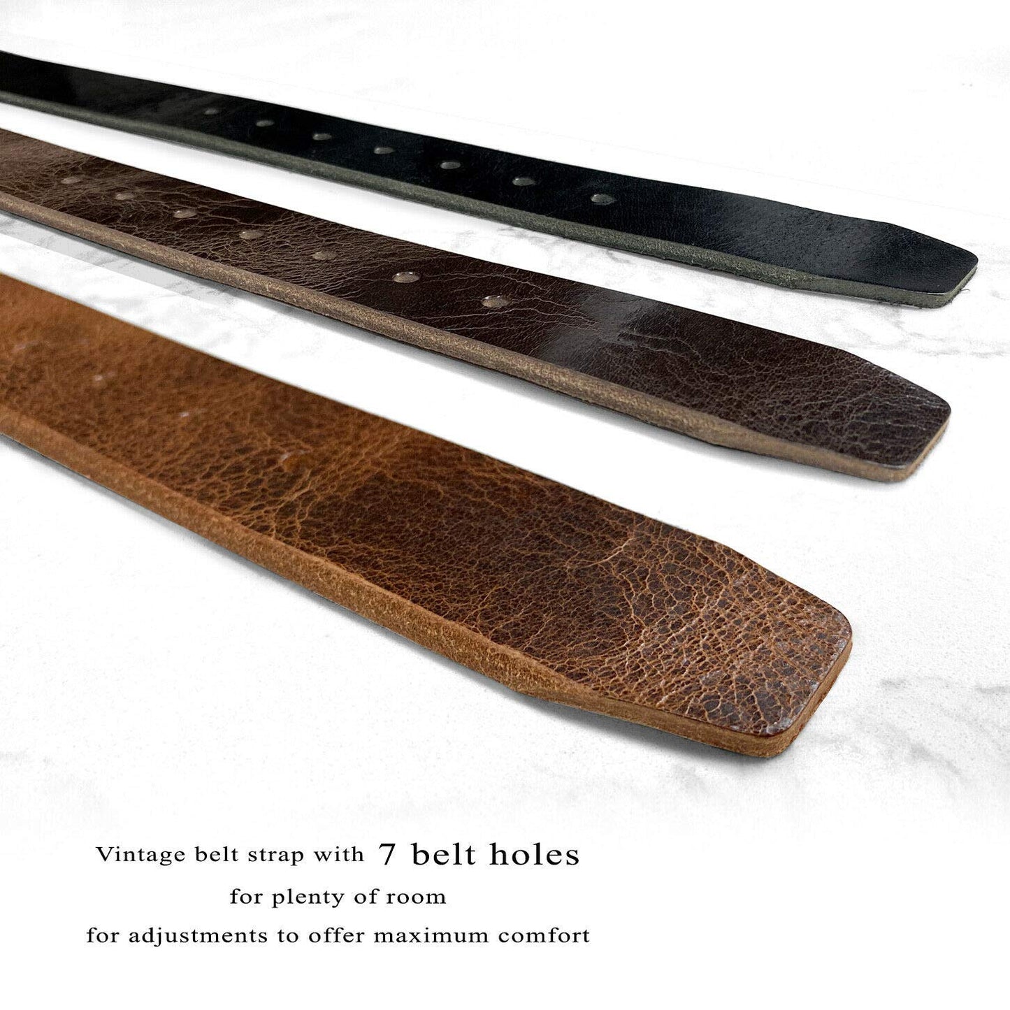 BS304 Genuine Full Grain Vintage Leather Belt Strap with Snaps on 1-1/2"(38mm) wide (Tan, 34)