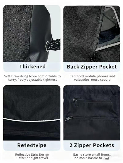 SSZYace Drawstring Basketball Backpack for Boys, Foldable Soccer Backpack with Detachable Ball Mesh Bag for Football Volleyball Baseball, Black