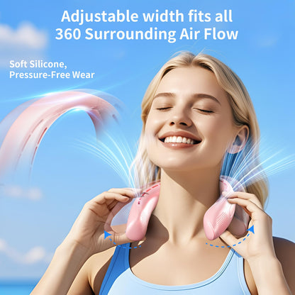 VEKK Neck Fan, Portable Bladeless Fan, 6000mAh Battery USB Rechargeable, LED Display, 360° Cooling Wearable Personal Fan, 3 Speeds, Quiet, Hands Free Neck Fans for Travel