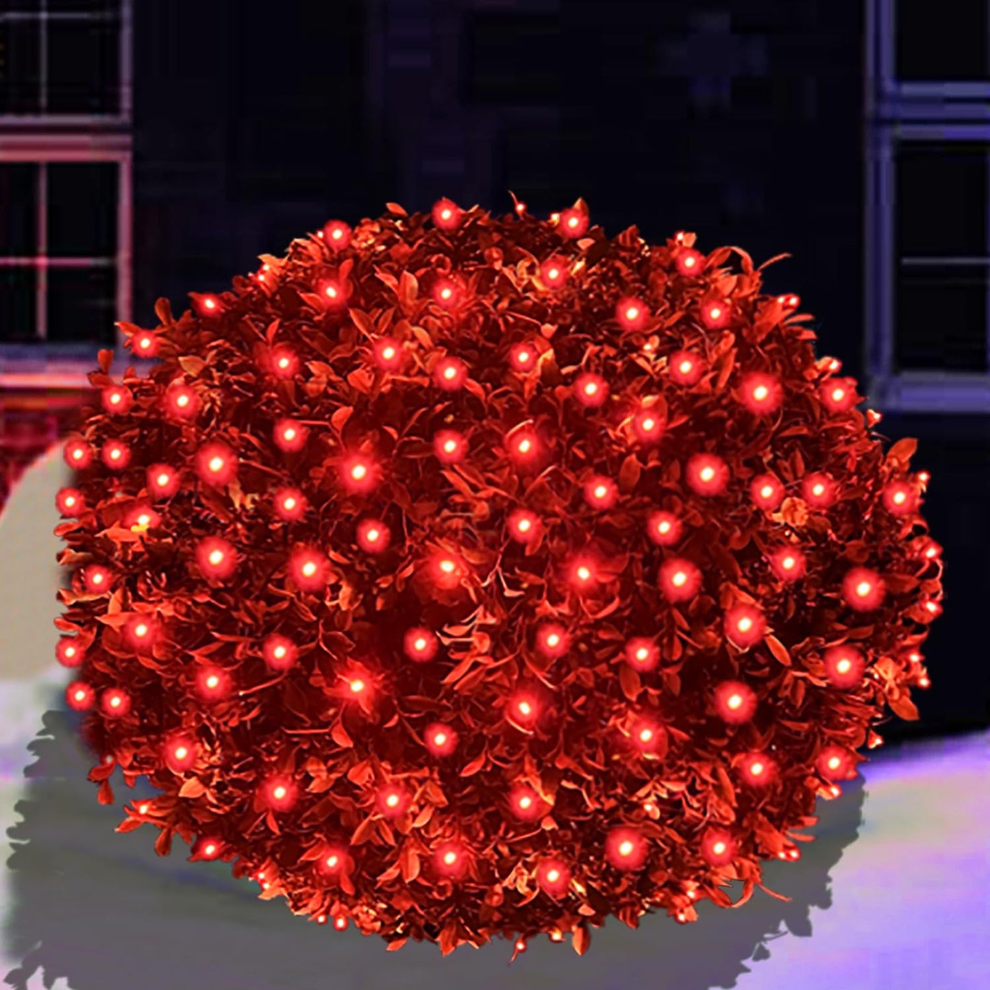 HISHINY LED Red Christmas Net Lights Outdoor,5ftx5ft 100LED Green Wire, Connectable Indoor Outdoor Bush Mesh Net Lights String for Valentines Day Decor,Shrub,Yard,Tree（Red）