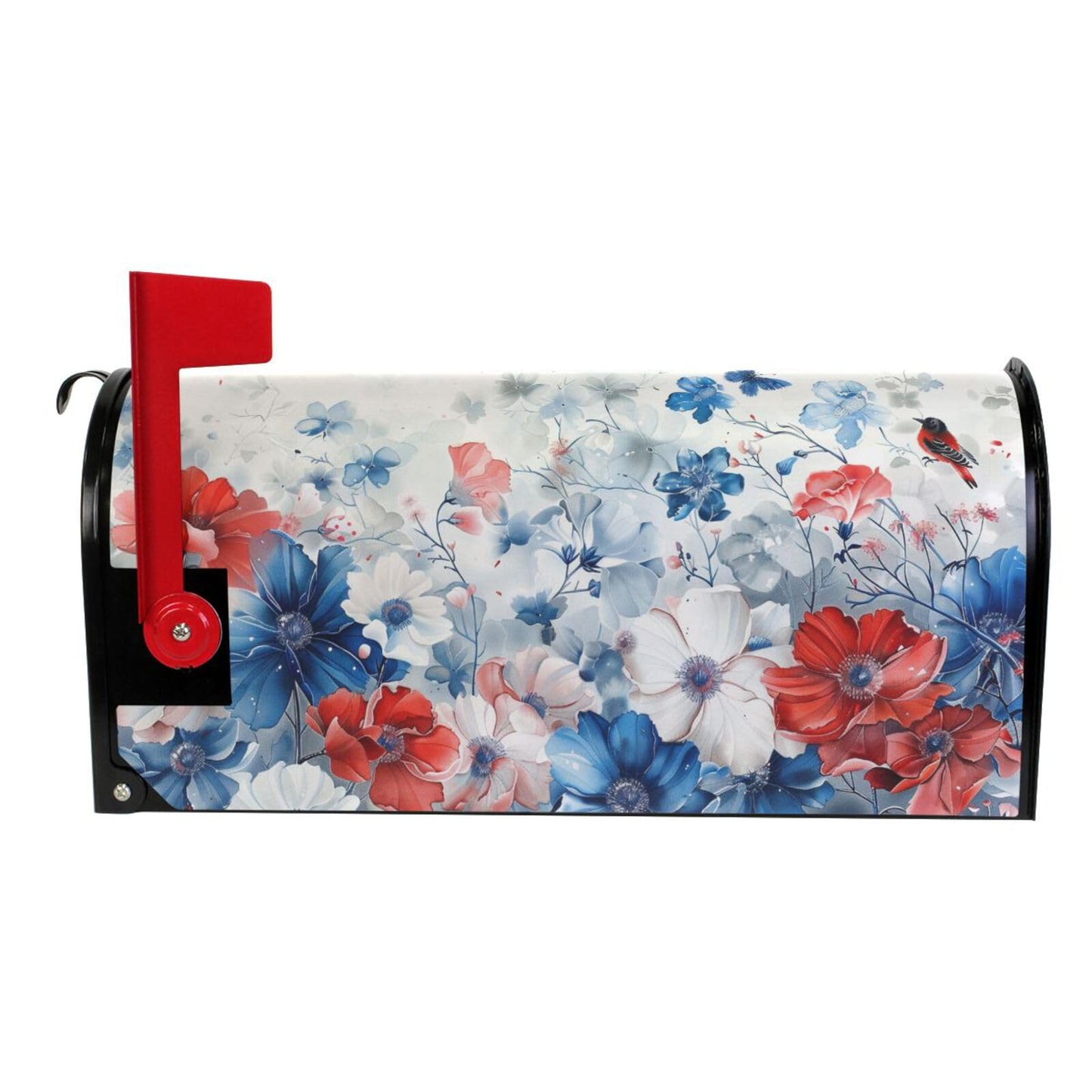 ALAZA Patriotic Blue Red White Flowers Magnetic Mailbox Cover MailWraps Garden Yard Home Decor for Outside Standard Size-18"x 20.8"…