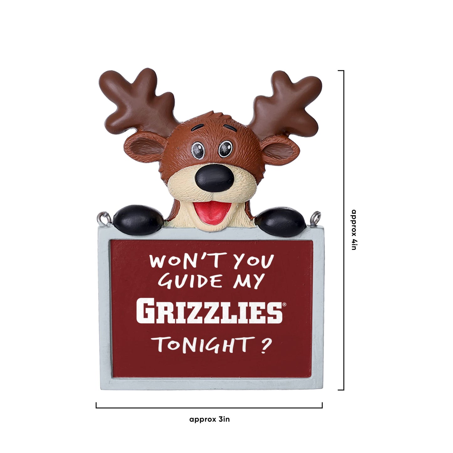 FOCO NCAA Montana Reindeer With Sign Ornament