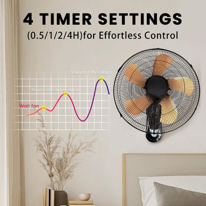 20 Inch Wall Mount Fan with Remote 2 Pack, 3-speed Wall Oscillating Fan with 5 Blades, Adjustable Tilt and Timing, High Velocity Wall Mounted Fans for Bedroom, Gym, Office, Warehouse, Garage