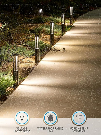 LEONLITE 5CCT Low Voltage Path Lights, 1800K2700K3000K4000K5000K Selectable, 3W LED Landscape Pathway Lights, Outdoor Landscape Lighting for Driveway, Aluminum, 12-24V AC/DC, ETL, IP65, Pack of 6
