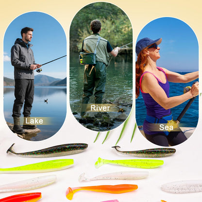 Vhxmaizxn 30 Pcs Soft Plastic Fishing Lures Paddle Tail Swimbaits Soft Bait