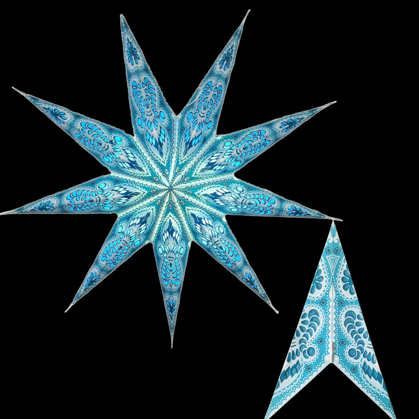 YEPSIO Lantern Lampshade 9 Pointed Paper Star Light Shades Large 60cm Star Hanging Decorations for Christmas Wedding Home Decoration Birthday Party (Turquoise)