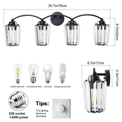 Aipsun Crystal Vanity Light Fixtures Black Bathroom Light Fixtures Crystal Wall Lights for Bathroom E26 Base (Exclude Bulb)