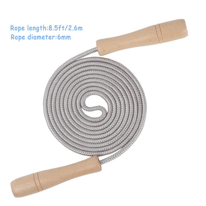 Jump Rope Kids,8.5ft Adjustable Cotton Skipping Rope with Wooden Handle for Boys and Girls Fitness Outdoor Exercise (Silver)
