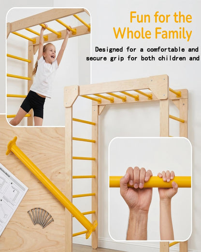 10 Pack Steel Monkey Bars Ladder Rungs 16.5 Inch with Screws Hardware Kit, Monkey Bars for Backyard & Swing Sets for Backyard, Indoor Outdoor Climbing Equipment for Playground Swing Set (Yellow)