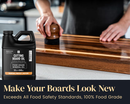 Mevell Food Grade Mineral Oil Made in USA 32 Oz, Butcher Blocks and Kitchen Countertops Conditioner, Food Safe Cutting Board Oil, Finish for Marble, Soapstone